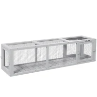 PawHut Outdoor Cat Tunnel with Extendable Design, 59" L Wooden Cat Run with Weather Protection, Connecting Inside and Outside, for Deck Patios, Balconies, Light Gray(m-11)