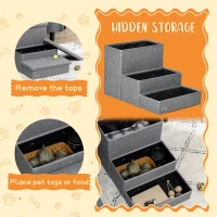 PawHut 3-Step Pet Stairs with Storage, Dog Steps for Couch, Bed, Gray(m-5)