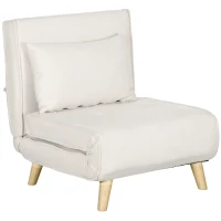 HOMCOM Chair Bed W/ Adjustable Backrest, 2-in-1 Multi-Functional Sofa Bed, Beige(m-11)