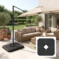 Outsunny 4-Piece Heavy Duty Cantilever Offset Umbrella Stand Base Weight, 264 lb. Capacity, Easy to Fill with Water or Sand(m-10)