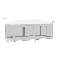 Outsunny 20' x 10' Outdoor Party Tent Gazebo Wedding Canopy with Removable Mesh Sidewalls, White(m-3)