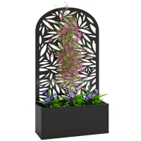 Outsunny Metal Garden Bed with Trellis for Climbing Plants, Freestanding or Wall Mounted Flower Bed for Garden, Patio, Balcony(m-11)