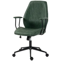 HOMCOM Leather Home Office Desk Chair, Vintage Computer Chair with Padded Arms, 360° Swivel, Adjustable Height, Tilt, Green(m-1)