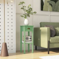 HOMCOM 2-Tier Side Table with Drawer and Shelf, End Table for Living Room and Hallway, Green(m-10)
