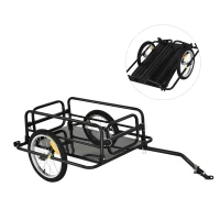 Aosom Bike Trailer, Foldable Bicycle Trailer with16 Inch Pneumatic Tire, Universal Coupler, Foldable Frame and Safe Reflectors Design, Large Load Capacity, Black(m-12)