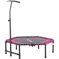 Soozier 48" Adult Hexagon Rebounder Trampoline Fitness Bungee Jumping Cardio Trainer Outdoor Bouncer Jumper Adjustable Bar Pink(m-11)