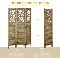 HOMCOM Wooden Room Divider, 3 Panel Double Hinged Folding Privacy Screen for Home Office, 63"x67"x0.75", Brown(m-6)