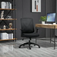 Vinsetto Ergonomic Mesh Office Chair with Lumbar Back Support, Swivel Rocking Computer Chair with Adjustable Height and Armrests for Home Office, Black(m-2)