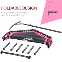 Soozier 48" Adult Hexagon Rebounder Trampoline Fitness Bungee Jumping Cardio Trainer Outdoor Bouncer Jumper Adjustable Bar Pink(m-4)