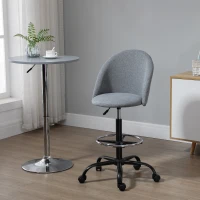 Vinsetto Ergonomic Rolling Drafting Chair for Standing Desk, Linen Office Stool with Adjustable Foot Ring and Steel Base(m-10)