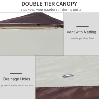 Outsunny 12' x 12' Pop Up Canopy Tent with Netting and Carry Bag, Instant Sun Shelter with 137 sq.ft Shade, Tents for Parties, Height Adjustable, for Outdoor, Garden, Patio, Beige(m-5)