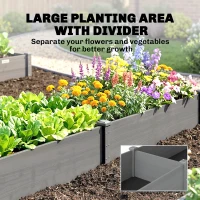 Outsunny 96" x 24" x 10" Wooden Raised Garden Bed with 2 Planter Boxes and Non-woven Fabric Liner for Patio, Gray(m-4)