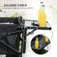 Outsunny Foldable Wagon Garden Carts with Wheels and Side Table, Black(m-6)