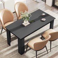 HOMCOM 63" Dining Table for 4-6 People, Modern Rectangular Kitchen Table for Dining Room, Living Room, Black Wood Effect(m-8)
