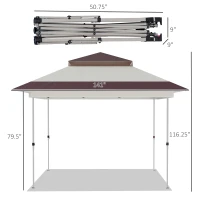 Outsunny 12' x 12' Pop Up Canopy Tent with Netting and Carry Bag, Instant Sun Shelter with 137 sq.ft Shade, Tents for Parties, Height Adjustable, for Outdoor, Garden, Patio, Beige(m-3)