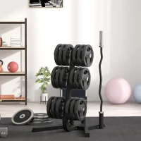 Soozier 2-Inch Weight Plate Rack with Barbell Bar Holders, Olympic Weight Tree, 660 lbs. Capacity, Black(m-2)