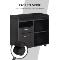 Vinsetto Filing Cabinet Printer Stand Mobile Lateral File Cabinet with 2 Drawers, 3 Open Storage Shelves for Home Office Organization, Black(m-5)