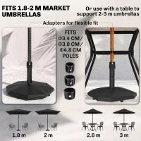 Outsunny 48lbs Patio Umbrella Base, Concrete, 18" Outdoor Umbrella Stand Holder for Parasol Poles 1.34", 1.5", and 2" Dia., Black(m-4)
