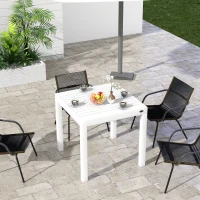 Outsunny Expandable Patio Table, Outdoor Dining Table for 4-6 with Aluminum Frame for Garden, Lawn, Balcony Terrace, White(m-10)