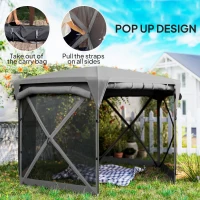 Outsunny 11 x 11ft Pop Up Gazebo Screen Tent with Removable Roof Cover, Roll-up Wind Panels for Camping, Backyard, Dark Gray(m-4)