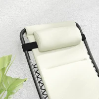 Outsunny Zero Gravity Lounge Chair Set, 2 Pieces Reclining Folding Outdoor Lounge Chairs with Headrest Side Tray, Cream(m-8)