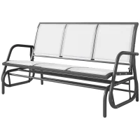 Outsunny 3-Person Outdoor Patio Glider Bench, Porch Glider Swing with 3 Seats, Breathable Mesh Fabric, Metal Frame, Cream White(m-11)