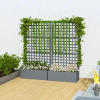 Outsunny Galvanized Raised Garden Bed Planter Box with Trellis for Climbing Plants, Vegetable, Vines, 35" x 16" x 70", Gray(m-9)