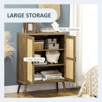 HOMCOM Sideboard Buffet Cabinet with Rattan Doors, Brown(m-4)