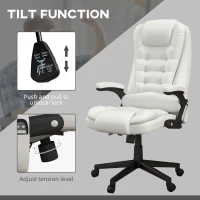 HOMCOM Massage Office Chair, Heated Reclining Computer Chair with 6 Vibration Points, Armrest and Remote, White(m-5)