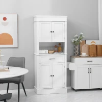 HOMCOM Kitchen Hutch Cabinet with Countertop, Kitchen Pantry Storage Cabinet with Wide Drawer, Buffet Hutch, White(m-10)