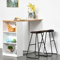 HOMCOM Modern Bar Table Counter Height Dining Table with 3 Storage Shelves for Kitchen, Dining Room, Living Room, White(m-10)