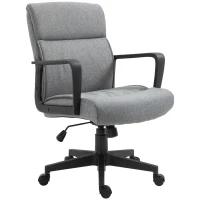 Vinsetto Mid Back Home Office Chair Height Adjustable Linen Fabric Desk Task Chair with Ergonomic Line Wide Seat, Thick Padding, and Armrest(m-16)