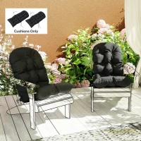 Outsunny Outdoor Adirondack Chair Cushions Set of 2, Tufted High Back Patio Chair Cushions, Black(m-2)