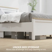 HOMCOM Full Bed Frame with Headboard, Modern Platform Bed Frame with Wooden Slats, No Box Spring Needed, Easy Assembly, White(m-4)