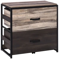 Vinsetto Lateral Office File Cabinet with 2 Large Drawers and Adjustable Metal Hanging Bars for A4, Letter and Legal Sized Files, Storage Organizer, Brown/Black(m-1)