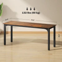 HOMCOM 71" Computer Desk, Desktop Desk with Metal Legs, Rustic Brown(m-3)