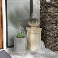 Outsunny 6 Pack Garden Cloches for Plants, 16" x 13" Metal Crop Cage, Plant Cages to Keep Animals Out, White(m-2)