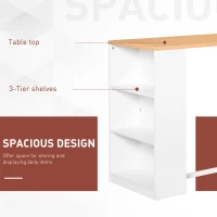 HOMCOM Modern Bar Table Counter Height Dining Table with 3 Storage Shelves for Kitchen, Dining Room, Living Room, White(m-4)