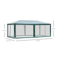 Outsunny 20' x 10' Outdoor Party Tent Gazebo Wedding Canopy with Removable Mesh Sidewalls, Green(m-3)