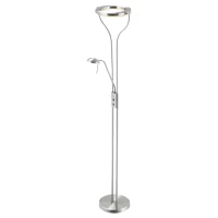 HOMCOM Modern LED 2 Light Floor Lamp, Tall Standing Lamp with Rotatable Ring Light and Height Adjustable Side Light for Living Room or Bedroom, Silver(m-1)