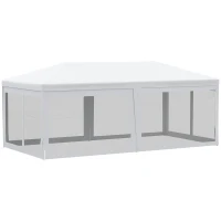Outsunny 20' x 10' Outdoor Party Tent Gazebo Wedding Canopy with Removable Mesh Sidewalls, White(m-11)
