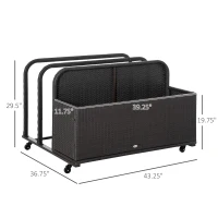 Outsunny Wicker Patio Pool Float Storage Basket, PE Rattan Outdoor Pool Caddy with Rolling Wheels for Floaties, Noodles, Life Vests, Beach Balls, Garden Furniture, Mixed Brown(m-3)