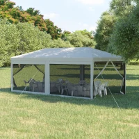 Outsunny 20' x 10' Outdoor Party Tent Gazebo Wedding Canopy with Removable Mesh Sidewalls, White(m-10)