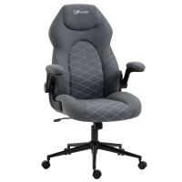 Vinsetto Home Office Chair, Height Adjustable Desk Chair with Flip Up Armrests, Swivel Wheels and Tilt Function, Dark Gray(m-11)