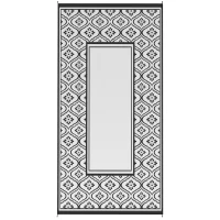 Outsunny Reversible Outdoor Rug, Waterproof Plastic Straw with Carry Bag, 9' x 18', Black & White Gourd Border(m-1)