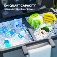 Outsunny 104 Quart Large Capacity Outdoor Cooler Cart, Patio Rolling Ice Chest with Bottle Opener Shelves Wheels, Gray(m-4)