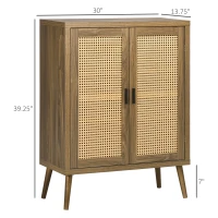 HOMCOM Sideboard Buffet Cabinet with Rattan Doors, Brown(m-3)