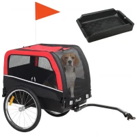 PawHut Dog Bike Trailer, Pet Cart Bicycle Carrier with 20" Air Tires, Quick-Release Wheels, Reflectors, Flag(m-13)