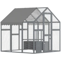PawHut Large Wooden Chicken Run with Waterproof & Anti-UV Cover, for 6-8 Chickens, for Backyard, Farm, Gray(m-11)
