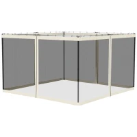 Outsunny Replacement Mosquito Netting for Gazebo 10' x 12' Black Screen Walls for Canopy with Zippers, White(m-2)
